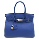 Sac à main Hermès Birkin 30 en cuir Togo bleu