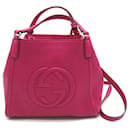 Gucci GG bedruckte rosa Leder Schultertasche