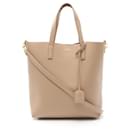 Bolso tote de cuero beige Saint Laurent