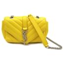 Bolso de cadena de cuero amarillo Saint Laurent