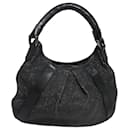 BURBERRY Studs Shoulder Bag Leather Black Auth ti1805 - Burberry