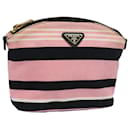 PRADA Pouch Canvas Pink Black Auth 82242 - Prada