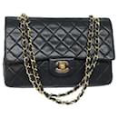 CHANEL Matelassé 25 Sac à Chaîne à Fermeture Tournevis Cuir d'Agneau Noir CC Auth yk13533A - Chanel