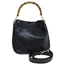 GUCCI Bamboo Hand Bag Leather 2way Black 001 2113 1638 Auth 81162 - Gucci