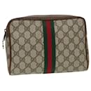 GUCCI GG Canvas Web Sherry Line Clutch Bag PVC Leather Beige Green Auth th5130 - Gucci