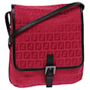 FENDI Zucchino Canvas Shoulder Bag Red 8BT052 Auth 82253 - Fendi