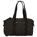 Bolsa Boston em lona Zucca FENDI marrom preto Auth 83296 - Fendi