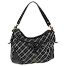 BURBERRY Nova Check Blue Label Hand Bag Nylon Black Auth 81944 - Burberry