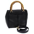 GUCCI Bamboo Hand Bag Leather 2way Black Auth bs15878 - Gucci