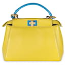 Fendi Mini Peekaboo aus Nappa in Gelb-Blau Colorblock