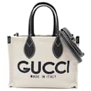 Sac fourre-tout en toile et cuir bleu marine Gucci