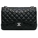 Black Chanel Jumbo Classic Lambskin Double Flap Shoulder Bag