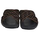 Fendi Brown FF Crisscross Slide Sandals