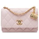 Borsa a tracolla Pink Chanel Caviar Flap Charm Wallet on Chain