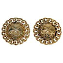 Pendientes de clip acolchados en cadena dorada Chanel ASL4340