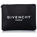 Pochette en cuir noire avec logo Givenchy