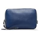 Blue Prada Vitello Daino Clutch Bag