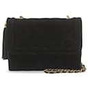 Black Chanel Quilted Suede Tassel Flap Crossbody Bag