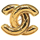 Gold Chanel Gold Plated CC Quilted Brooch