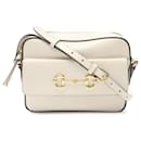 White Gucci Small Leather Horsebit 1955 Crossbody Bag