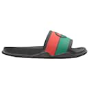 Sandales en caoutchouc Gucci pour hommes noires et multicolores, taille 9