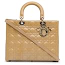 Tan Dior Large Patent Cannage Lady Dior Satchel