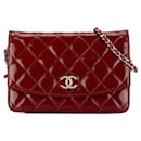 Red Chanel Patent Brilliant Wallet On Chain Crossbody Bag