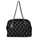 Sac en nylon tweed noir Chanel Paris-Byzance avec couture