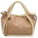 Tan Stella McCartney Shearling Trimmed Stella Logo Satchel - Stella Mc Cartney