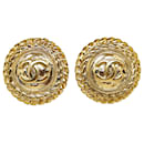 Gold Chanel CC Clip On Earrings