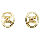 Gold Chanel CC Clip-on Earrings