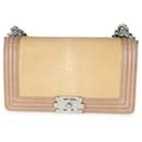 Chanel Beige Galuchat Stingray Lambskin Medium Boy Flap