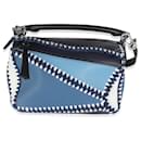 Loewe Blue White Tricolour Calfskin Crochet Trim Small Puzzle Bag