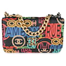 Cartera Chanel 19 de tela impresa multicolor negro con cadena