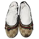 Ballerines Gucci GG Canvas Web Bow Beige/Marron Taille 36,5