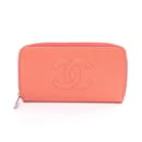 Chanel Coco Mark Round Long Wallet in Pink Caviar Leather