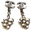 Chanel Silver Plated Grape Motif Clip Earrings