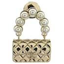 Broche de alfinete dourado Matelassé Chanel