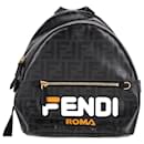 Fendi X Fila Mini Rucksack Double F Logo Mania aus schwarzem beschichtetem Canvas