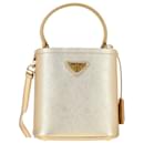 Prada Mini Panier Top Handle Bucket Bag in Gold Saffiano Leather