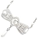 Collana a fiocco Chanel in acciaio inossidabile con perla finta e strass