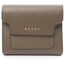 Marni Brown Leather Tri-Fold Wallet