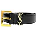 Yves Saint Laurent Cassandra Black Leather Belt