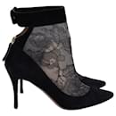 Valentino Lace Pattern Ankle Boots in Black Suede - Valentino Garavani