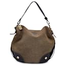 Hobo-Schultertasche aus braunem Wildleder und lackiertem Leder - Autre Marque