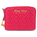 Porta-moedas de couro rosa Miu Miu