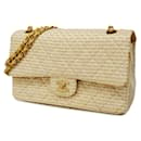 Bolsa de ombro em tweed branco Chanel