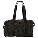 FENDI Zucca Canvas Boston Bag Brown Black Auth 83329 - Fendi