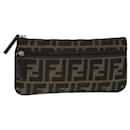 FENDI Vanity Zucca Canvas Pouch Black Brown Auth bs15787 - Fendi