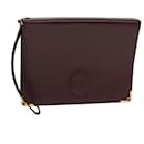 CARTIER Clutch Bag Leather Wine Red Auth 81606 - Cartier